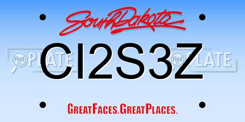 CI2S3Z South Dakota License Plate