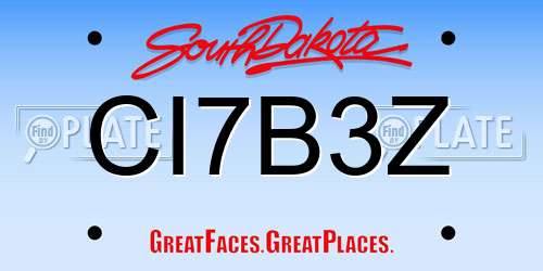 CI7B3Z South Dakota License Plate