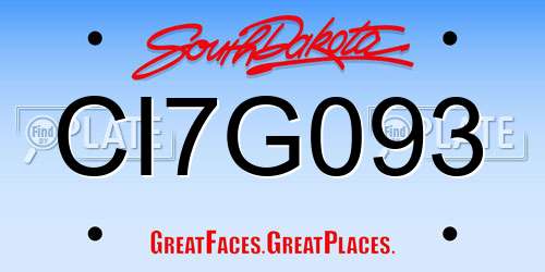 CI7G093 South Dakota License Plate