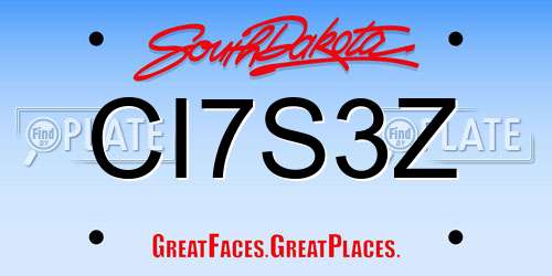 CI7S3Z South Dakota License Plate