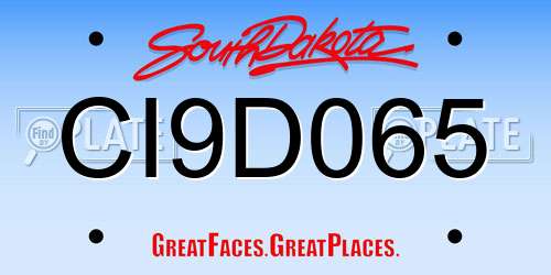 CI9D065 South Dakota License Plate