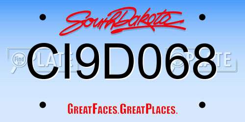 CI9D068 South Dakota License Plate