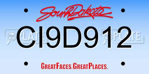 CI9D912 South Dakota License Plate