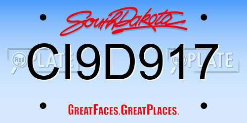 CI9D917 South Dakota License Plate