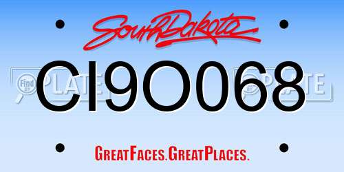CI9O068 South Dakota License Plate