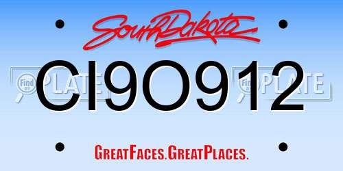 CI9O912 South Dakota License Plate