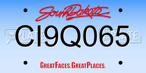 CI9Q065 South Dakota License Plate