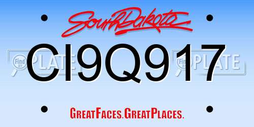 CI9Q917 South Dakota License Plate