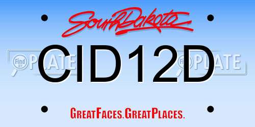 CID12D South Dakota License Plate