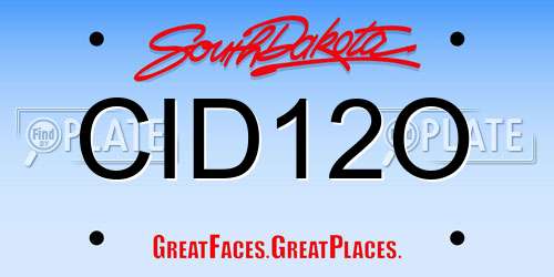 CID12O South Dakota License Plate