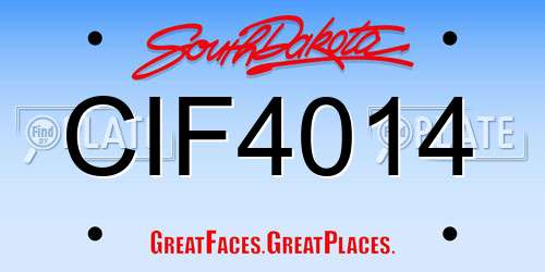 CIF4014 South Dakota License Plate