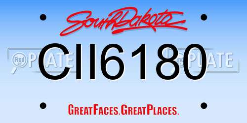 CII6180 South Dakota License Plate