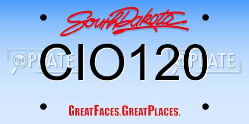 CIO120 South Dakota License Plate