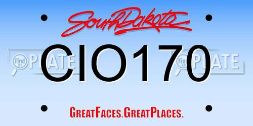 CIO170 South Dakota License Plate
