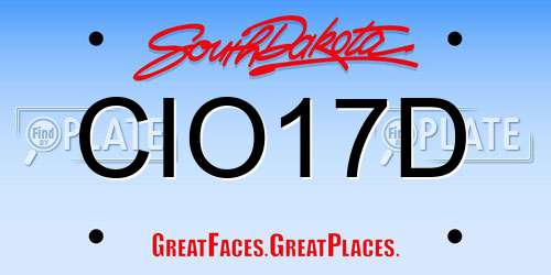 CIO17D South Dakota License Plate