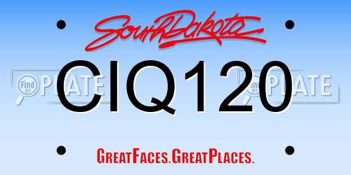 CIQ120 South Dakota License Plate