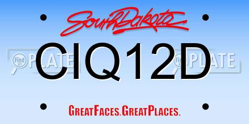 CIQ12D South Dakota License Plate