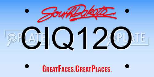 CIQ12O South Dakota License Plate