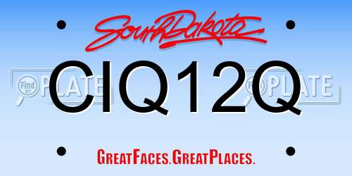 CIQ12Q South Dakota License Plate