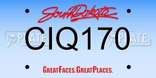 CIQ170 South Dakota License Plate