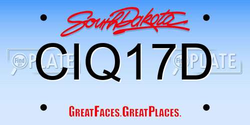 CIQ17D South Dakota License Plate