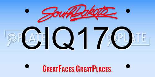 CIQ17O South Dakota License Plate