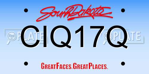 CIQ17Q South Dakota License Plate