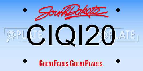 CIQI20 South Dakota License Plate