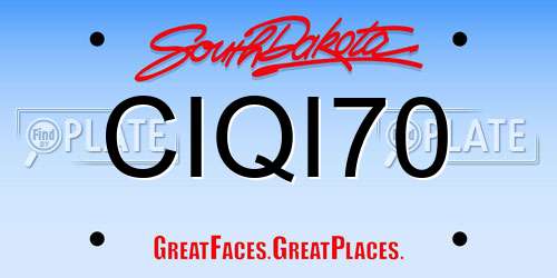 CIQI70 South Dakota License Plate