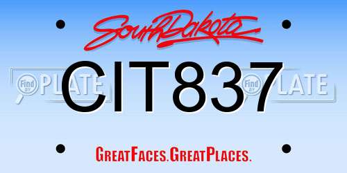 CIT837 South Dakota License Plate