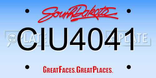 CIU4041 South Dakota License Plate