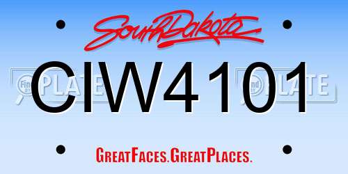 CIW4101 South Dakota License Plate
