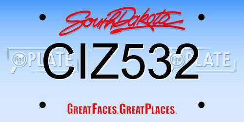 CIZ532 South Dakota License Plate
