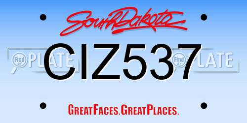 CIZ537 South Dakota License Plate
