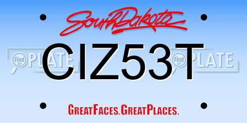 CIZ53T South Dakota License Plate