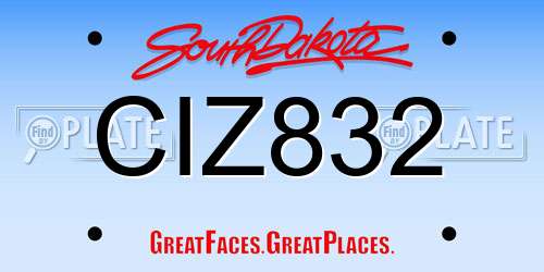 CIZ832 South Dakota License Plate