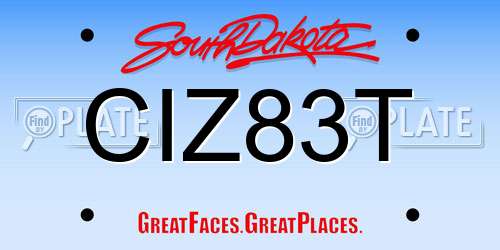 CIZ83T South Dakota License Plate