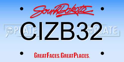 CIZB32 South Dakota License Plate