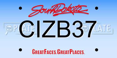 CIZB37 South Dakota License Plate