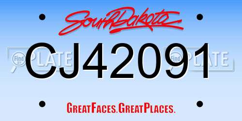 CJ42091 South Dakota License Plate