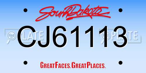 CJ61113 South Dakota License Plate
