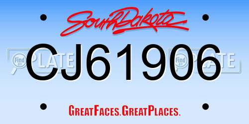 CJ61906 South Dakota License Plate