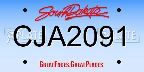 CJA2091 South Dakota License Plate