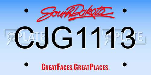CJG1113 South Dakota License Plate