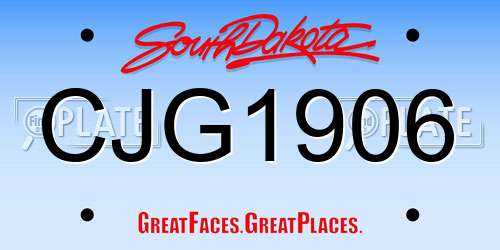 CJG1906 South Dakota License Plate