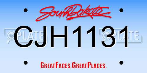 CJH1131 South Dakota License Plate