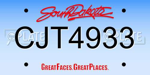 CJT4933 South Dakota License Plate