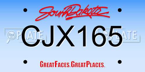 CJX165 South Dakota License Plate