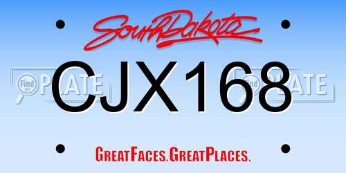 CJX168 South Dakota License Plate