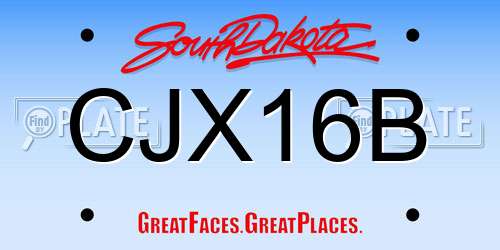 CJX16B South Dakota License Plate
